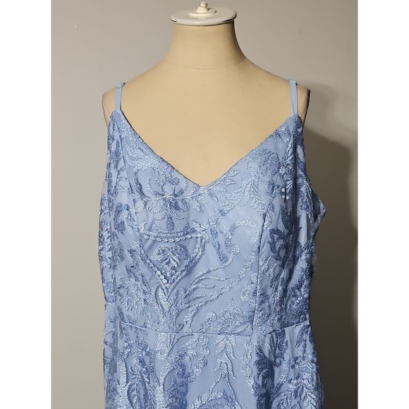 Speechless Womens Plus Size Metallic Embroidered Evening Dress Gown Blue - Picture 4 of 9
